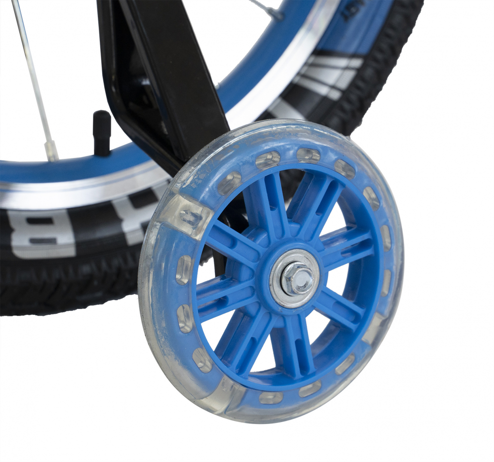Hoist Integrate Various Bicicleta copii 2-4 ani 12 inch roti ajutatoare cu Led Rich Baby CSR1203A  albastru cu negru - Maaco