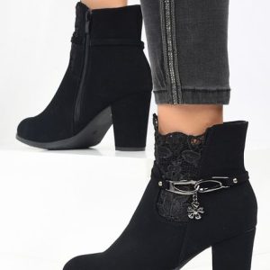 Botine cu toc Amaline Negre
