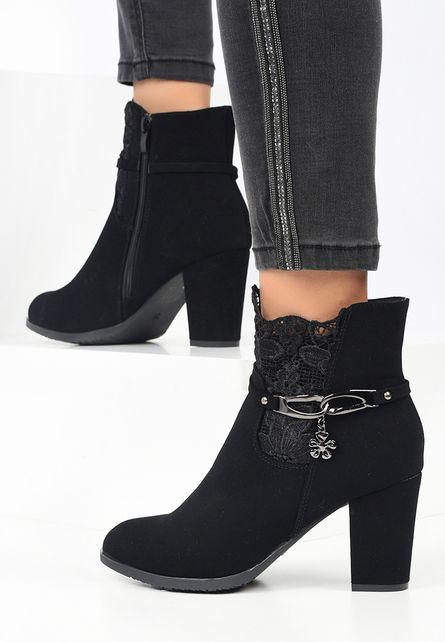 Botine cu toc Amaline Negre