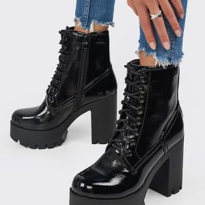 Botine cu toc Favorita Negre