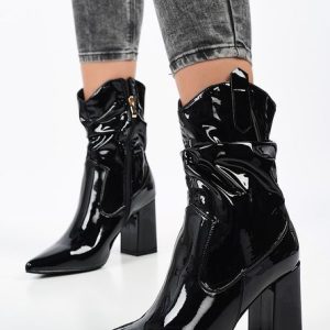 Botine cu toc Laranda Negre