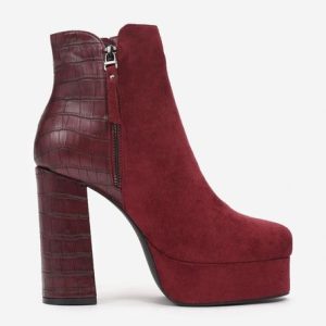 Botine cu toc Teana Grena