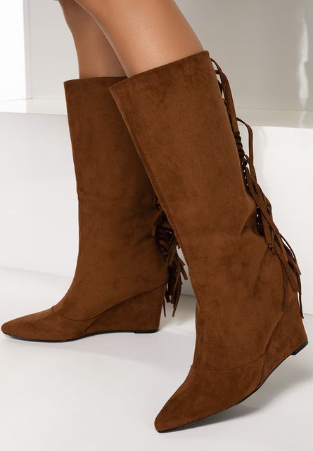 Cizme cu platforme Milania Camel