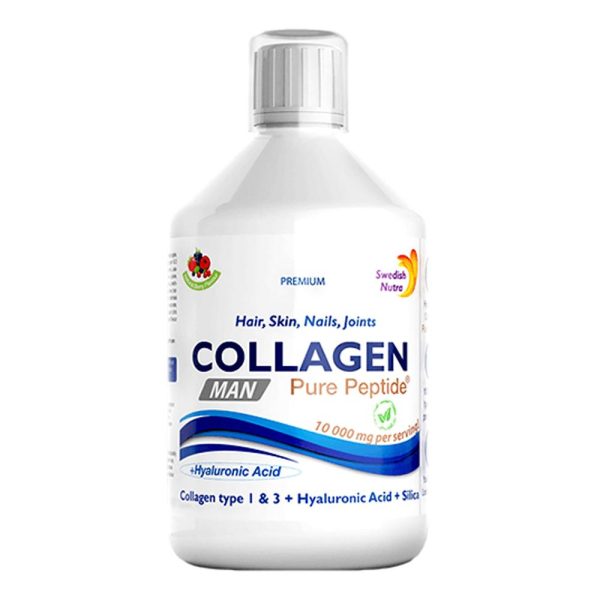 Colagen Man - formula pentru barbati cu Colagen lichid hidrolizat tip 1 si 3 10.000mg, PurePeptide? Swedish Nutra, 500ml, natural