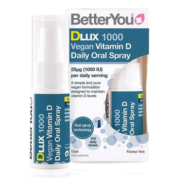 DLux 1000 Vegan Spray Oral cu Vitamina D3 1000 IU Vegana BetterYou, 100 doze zilnice, 15 ml, natural