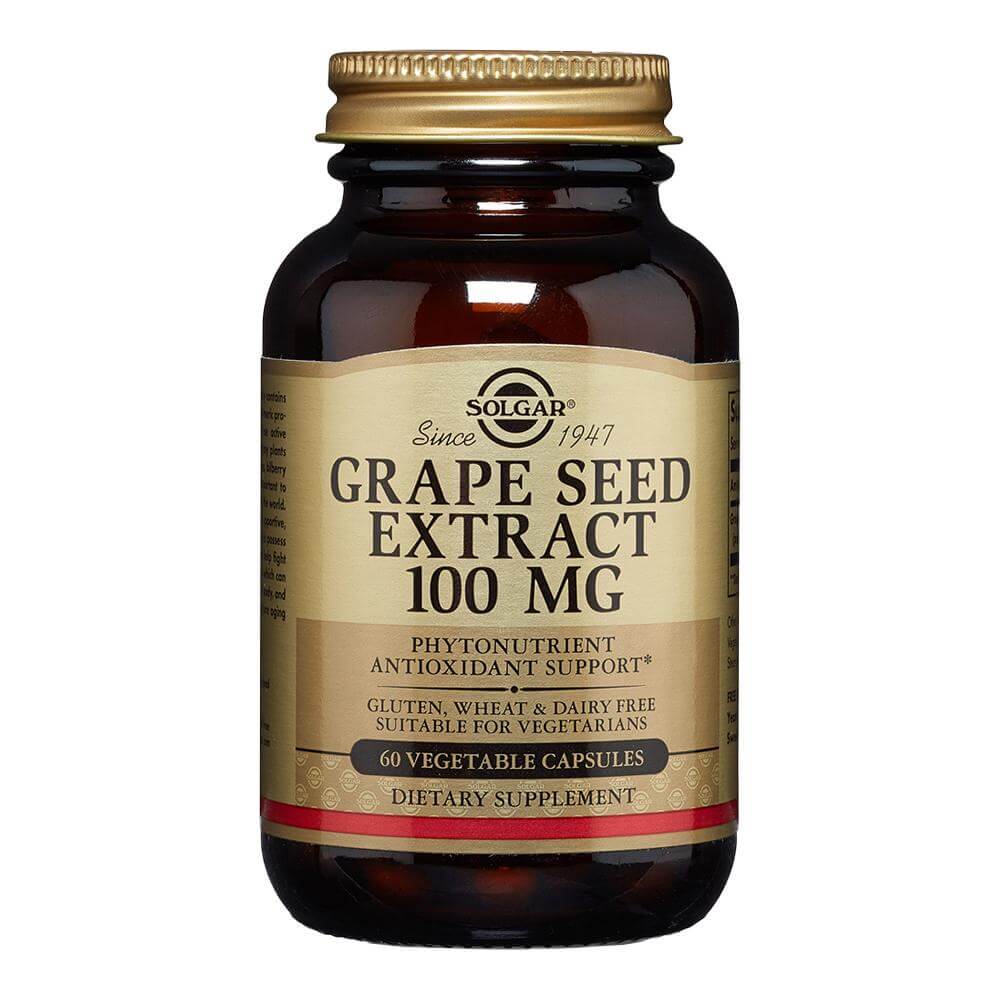 Grape Seed Extract (Antioxidant Extract din seminte de struguri) 100mg 30 capsule, Solgar, natural