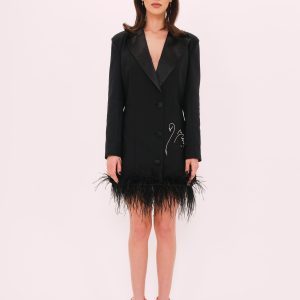 Feathers Black Blazer Dress<span> - </span>L, Black