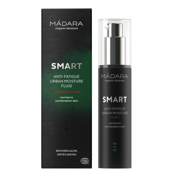 SMARTANTI-FATIGUEURBANMOISTUREFLUIDpentruprimeleriduri_tennormalsaumixtMadara_50ml_j.jpg SMART ANTI-FATIGUE URBAN MOISTURE FLUID pentru primele riduri, ten normal sau mixt Madara, bio, 50 ml