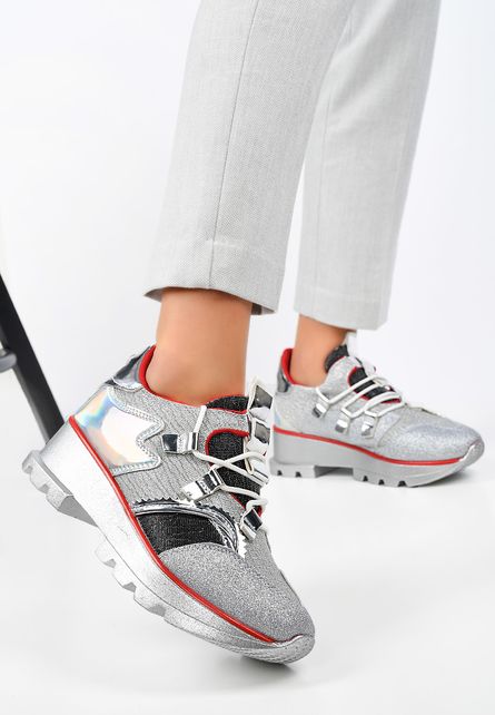 Sneakers cu platforma Marenca Argintii