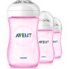 Biberon polipropilena cu tetina silicon Avent Natural 260 ml pink