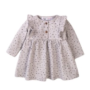 Rochie cu maneca lunga si volane Minoti Baby, Bonjour, Hearts