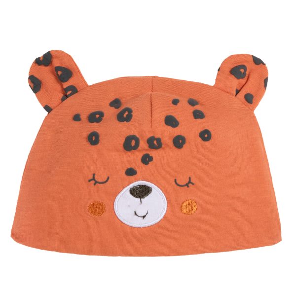 Caciula copii jerse, portocaliu cu model, 04850