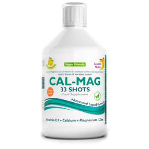 CAL-MAG – Calciu + Magneziu + Zinc + Vitamina D3 + Vitamina C – Produs Vegan, 500 ml | Swedish Nutra