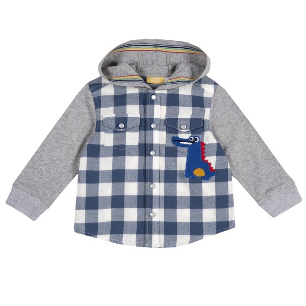 Hanorac copii Chicco, flanel, gluga, albastru, 54111