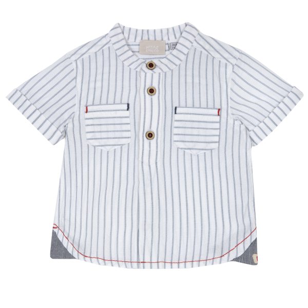 Camasa copii Chicco gen tunica, alb cu bleumarin, 66529