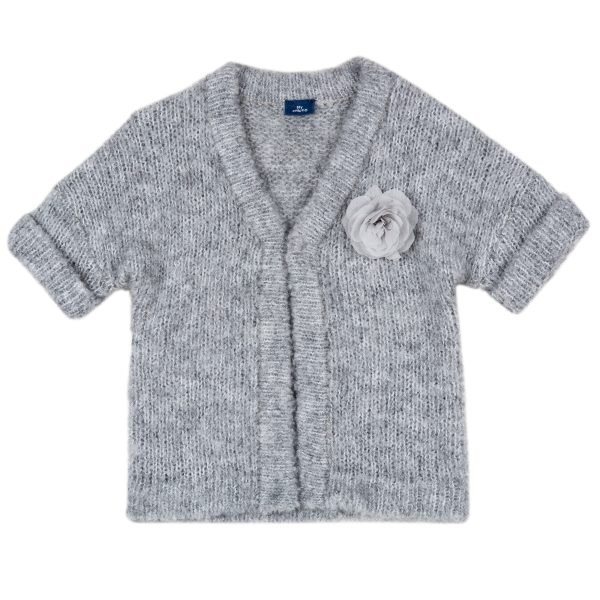 Cardigan copii Chicco, floare aplicata, gri, 09517