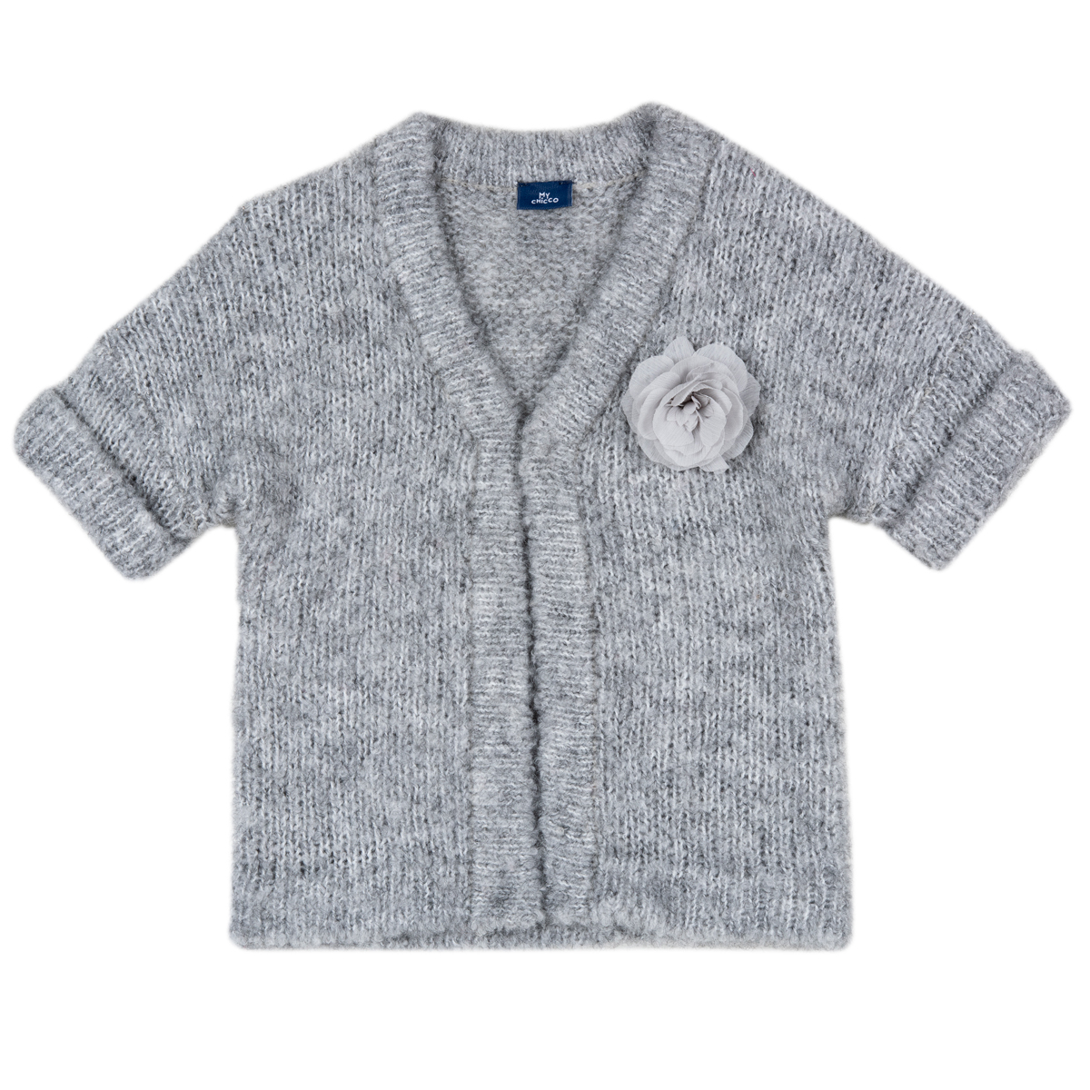 Cardigan copii Chicco, floare aplicata, gri, 09517