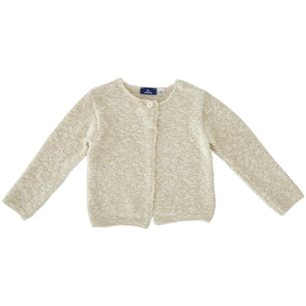 Cardigan copii Chicco, tricotat, bej cu fir metalic