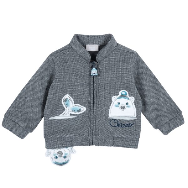 Cardigan copii Chicco, tip tunica, negru cu albastru, 96936