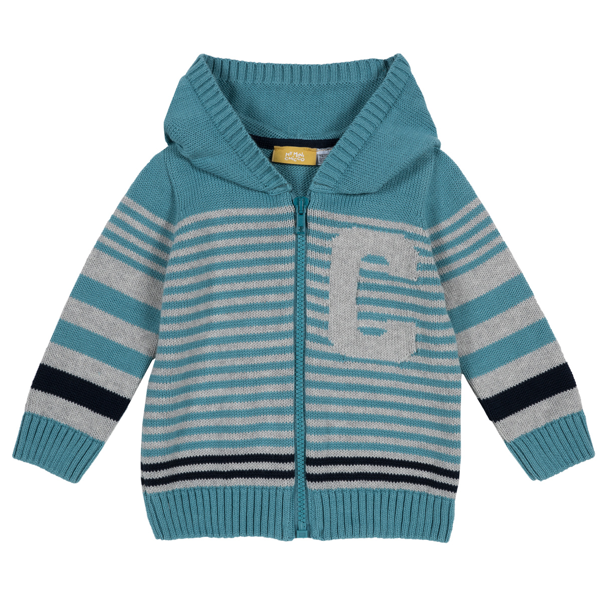 Cardigan copii Chicco, cu gluga, turcoaz, 96809