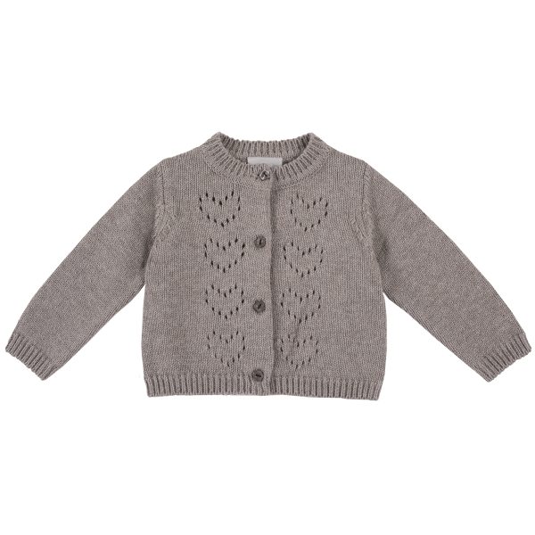 Cardigan copii Chicco, tricotat, inimioare, maro, 96924