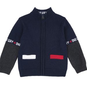 Cardigan tricotat copii Chicco, albastru cu model, 09740-61MC
