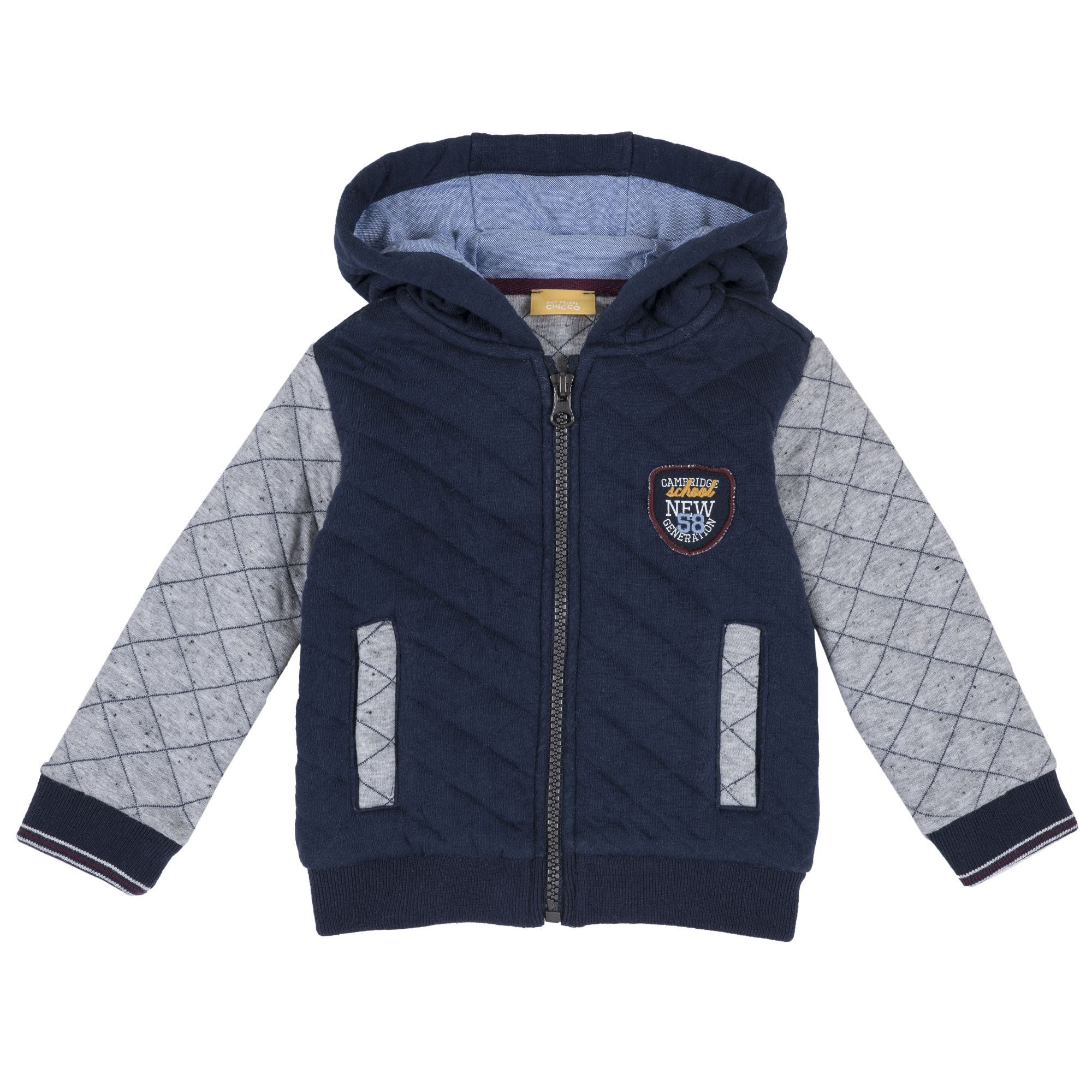 Cardigan copii Chicco, gluga si fermoar, albastru, 96899