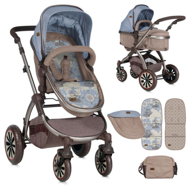 Carucior combinat Aurora Beige Blue Maps