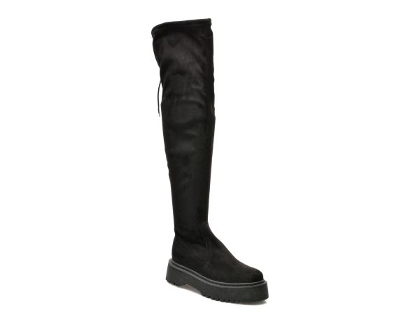 Cizme IMAGE negre, 12124, din material textil si piele ecologica