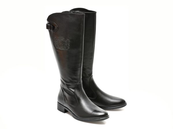 Cizme TRIVICT negre, W09108, din piele naturala