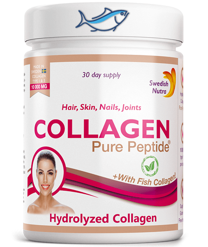 Fish Colagen Hidrolizat Pulbere Tip 1 și 3 cu 10.000mg, 300 g | Swedish Nutra