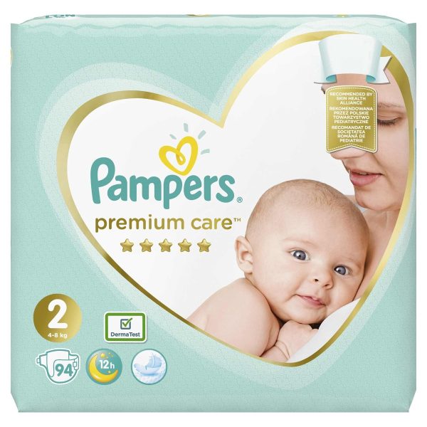 Scutece Premium Care Jumbo Pack nou-nascut marimea 2 pentru 4–8kg, 94 bucati, Pampers
