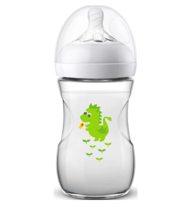 d6ca7b2350bf5_dinozaur.jpg Biberon Natural SCF070/24 cu tetina debit lent Dinozaur, 260ml, Philips Avent