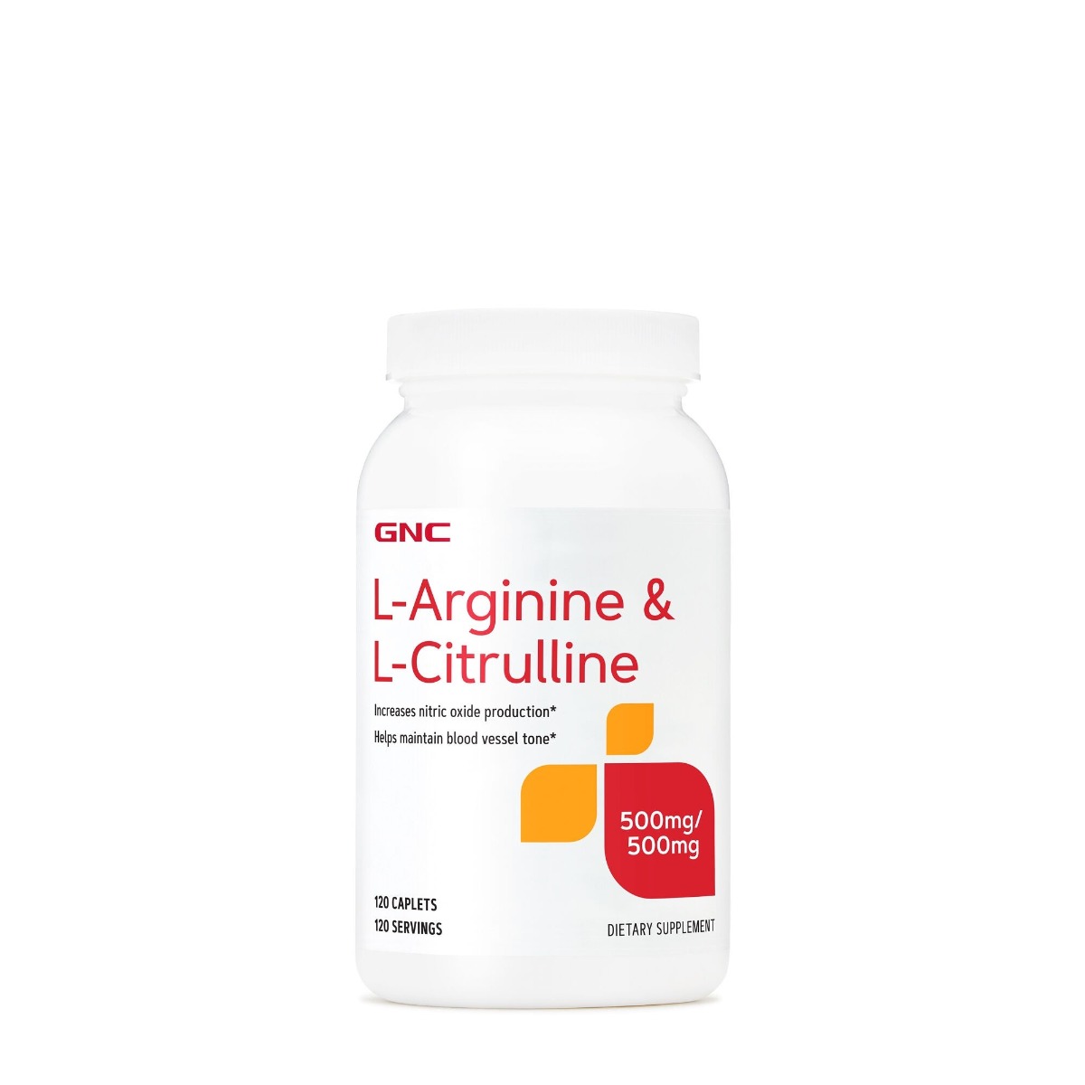 ddee0b5204516_164524_web_gnc_l-arginine_l-citrulline_front_bottle.jpg L-Arginina si L-Citrulina, 120 tablete, GNC