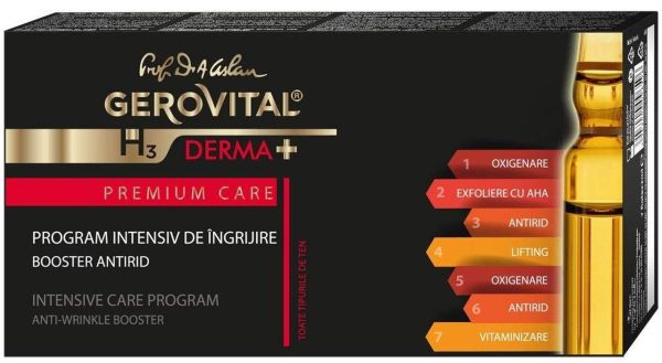 Kit program intensiv ingrijire antirid GH3 Derma+ Premium Care, 7 fiole x 2ml, Gerovital