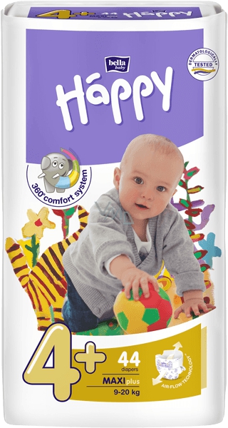Scutece Happy Maxi Plus 9-20kg, 44 bucati, Bella Baby