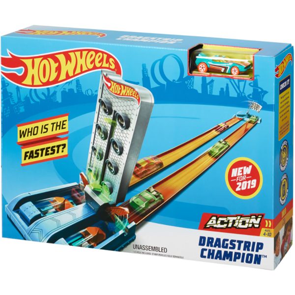 Set de joaca Circuit cu obstacole Hot Wheels, Dragstrip Champion GBF82