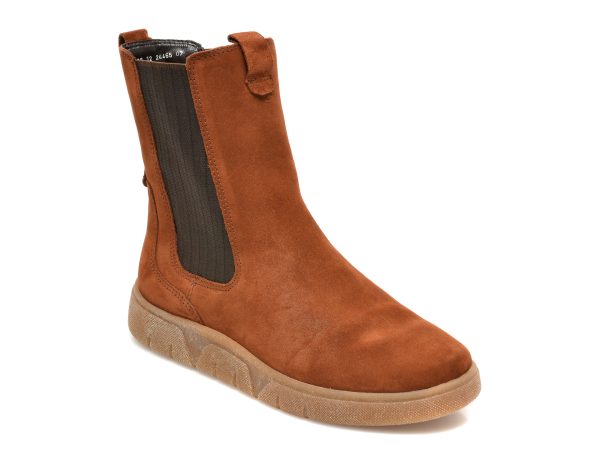 Ghete ARA maro, 24465, din piele intoarsa