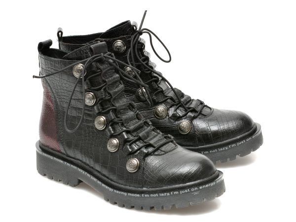 Ghete BABOOS negre, 7603, din piele naturala