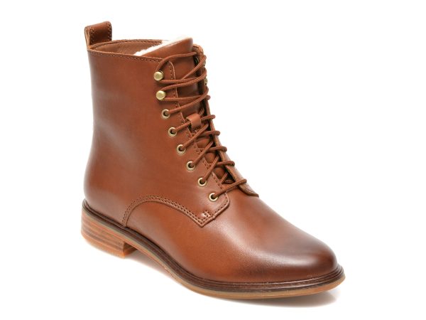 Ghete CLARKS maro, CLARKDALE LACE, din piele naturala
