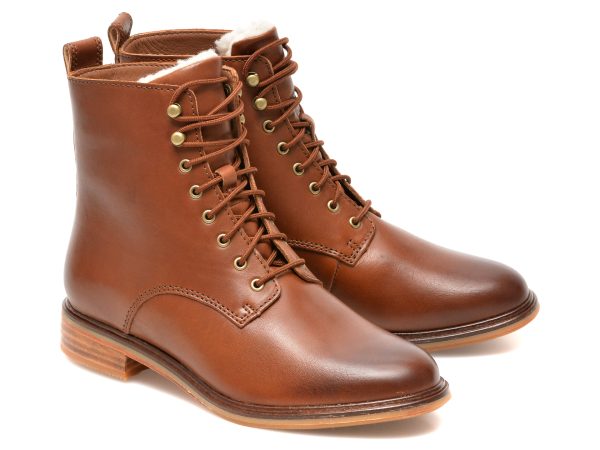 Ghete CLARKS maro, CLARKDALE LACE, din piele naturala