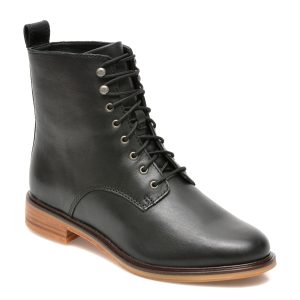Ghete CLARKS negre, CLARKDALE LACE, din piele naturala