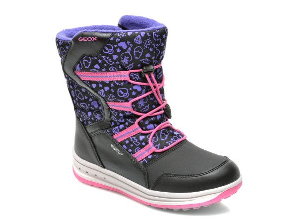 Ghete GEOX negre, J042UA, din piele ecologica