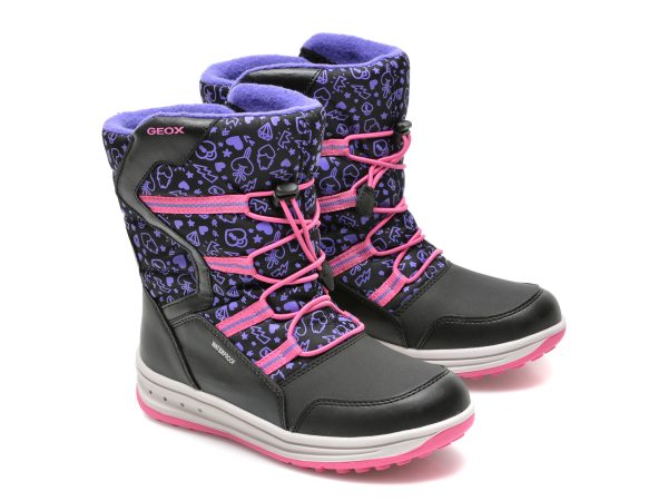 Ghete GEOX negre, J042UA, din piele ecologica