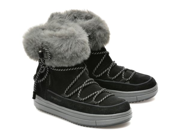 Ghete GEOX negre, J16CVD, din piele intoarsa