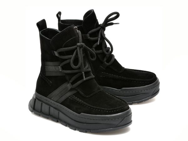 Ghete IMAGE negre, 256209, din piele intoarsa