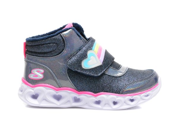 Ghete SKECHERS bleumarin, HEART LIGHTS, din piele ecologica