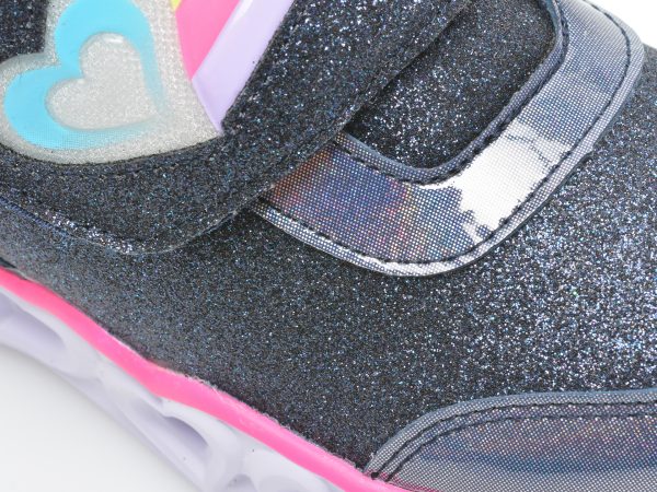 Ghete SKECHERS bleumarin, HEART LIGHTS, din piele ecologica