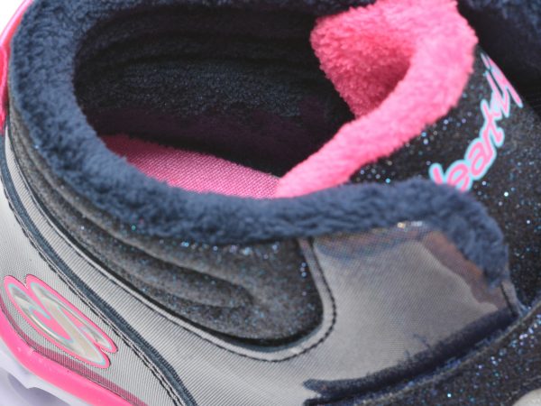 Ghete SKECHERS bleumarin, HEART LIGHTS, din piele ecologica