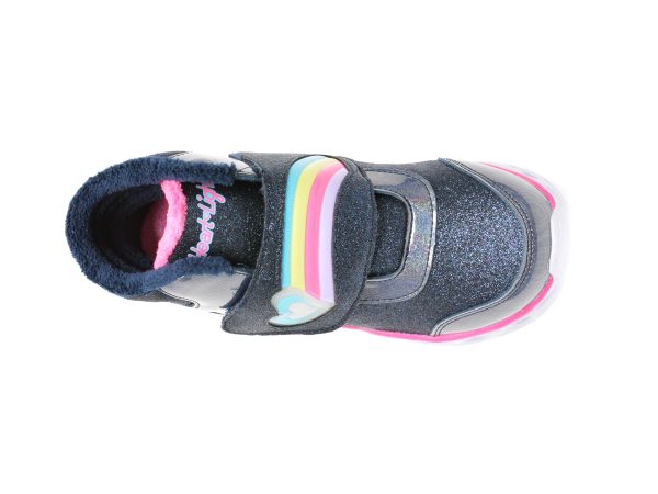 Ghete SKECHERS bleumarin, HEART LIGHTS, din piele ecologica